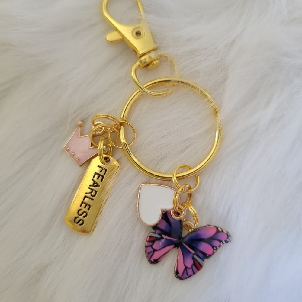Butterfly keychain with charms